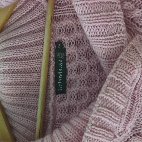 Ireland's Aster Shawl Collar Oversized Cozy Pink Cable Knit Sweater Pastel Pink - Picture 10 of 11